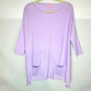 Lilly Pulitzer Size Small Oversized Sweater Front Pockets Side Tassels Lavender